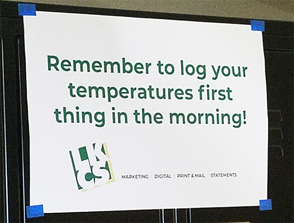 Sign reminding you to log your temperatures.