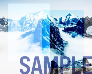 Blend modes in a modern browser overlay in different colors and intensity of blue over a mountain background.