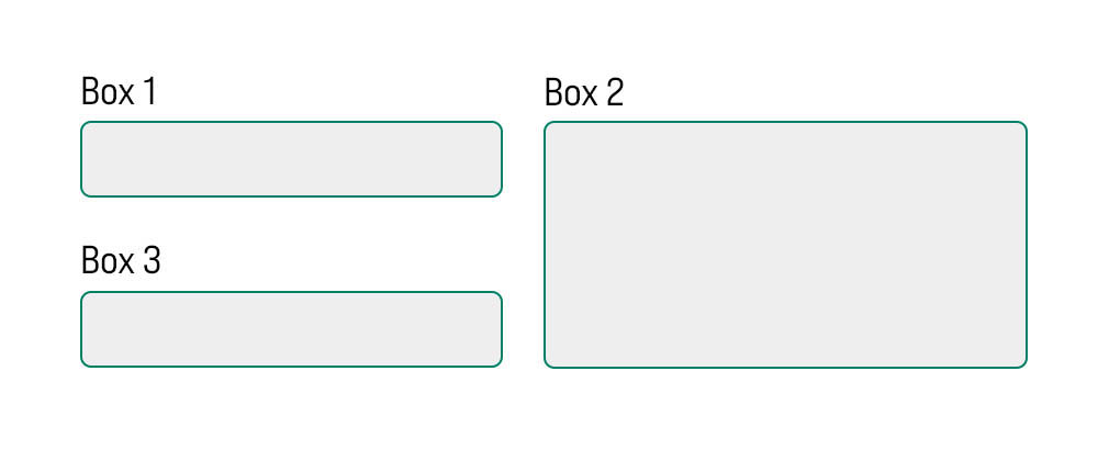 3 different size boxes lining up event next to each other