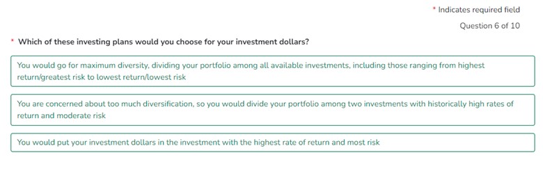 Investment Questionnaire Calculator Step 3