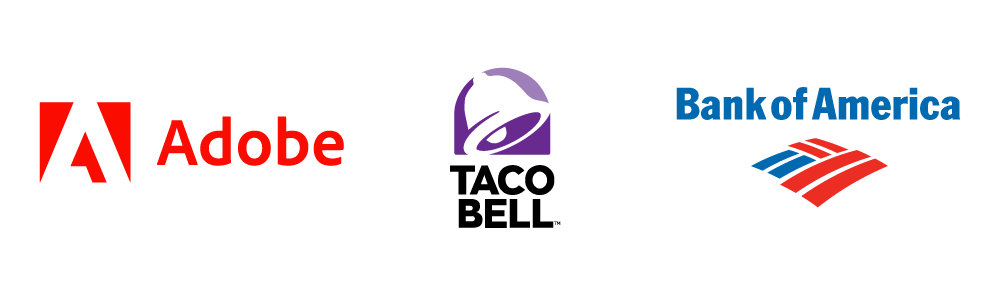 Image featuring Adobe, Taco Bell, and Bank of America logos.