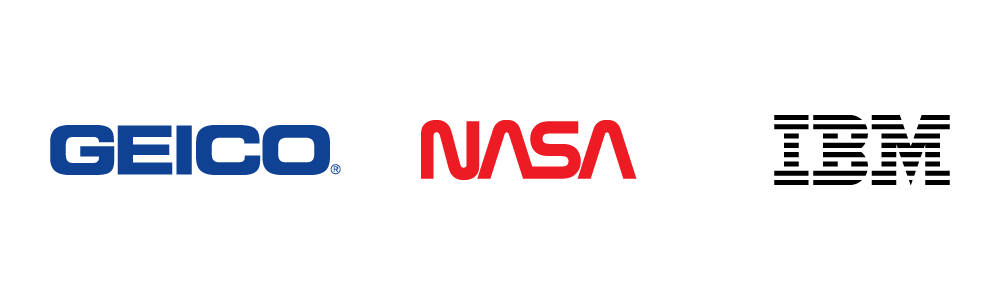 Image featuring Geico, Nasa, and IBM logos.