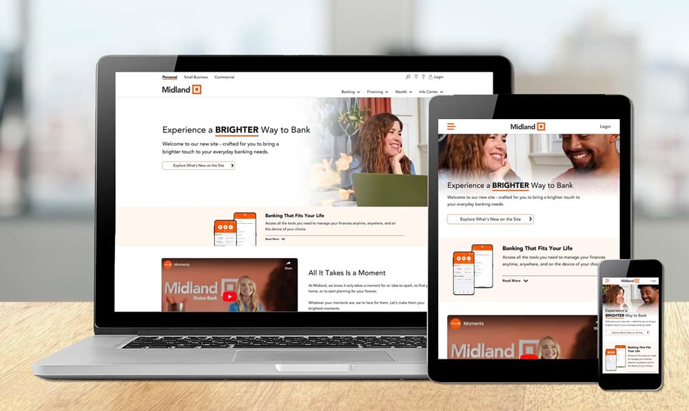 Midland website viewed on different devices