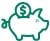 An example of a pixelated raster image icon of a piggy bank.